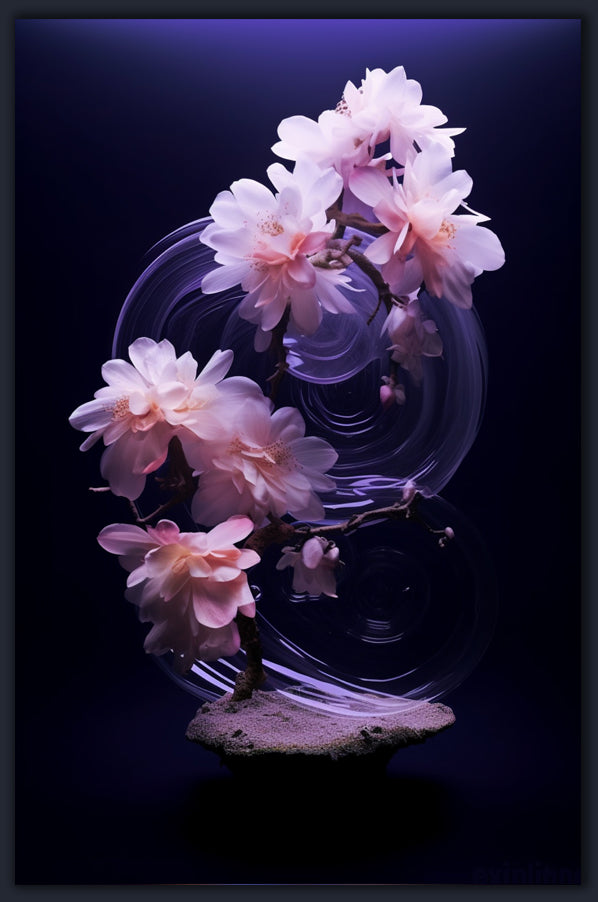 Glass Flowers in the Purple Vase