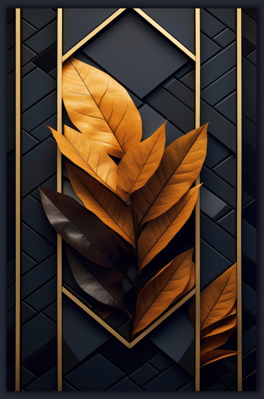 Gold and Black Leaves Pattern