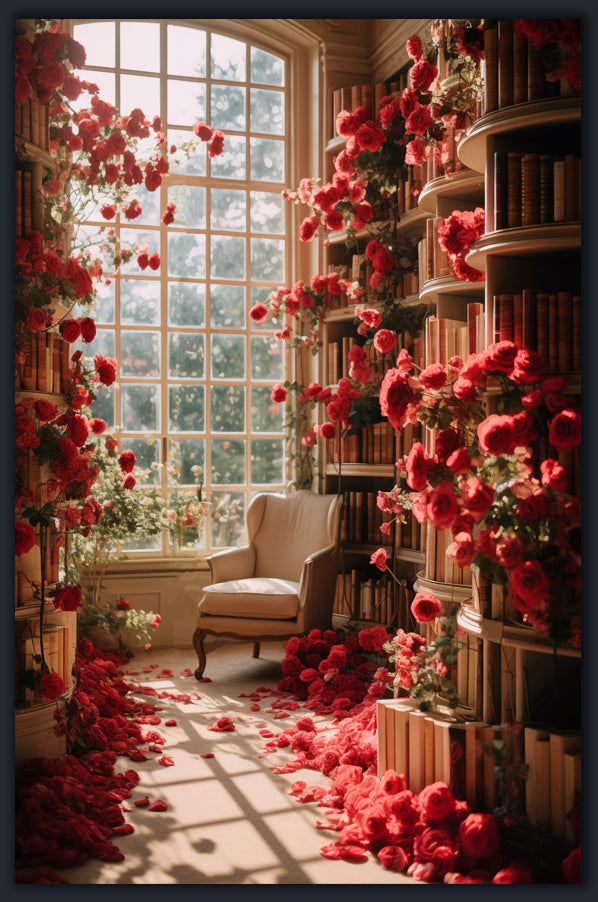 Beautiful Library with Roses