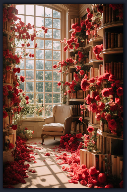 Beautiful Library with Roses