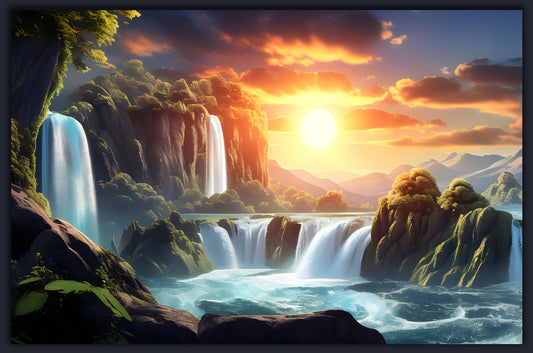 Waterfall and Sunset